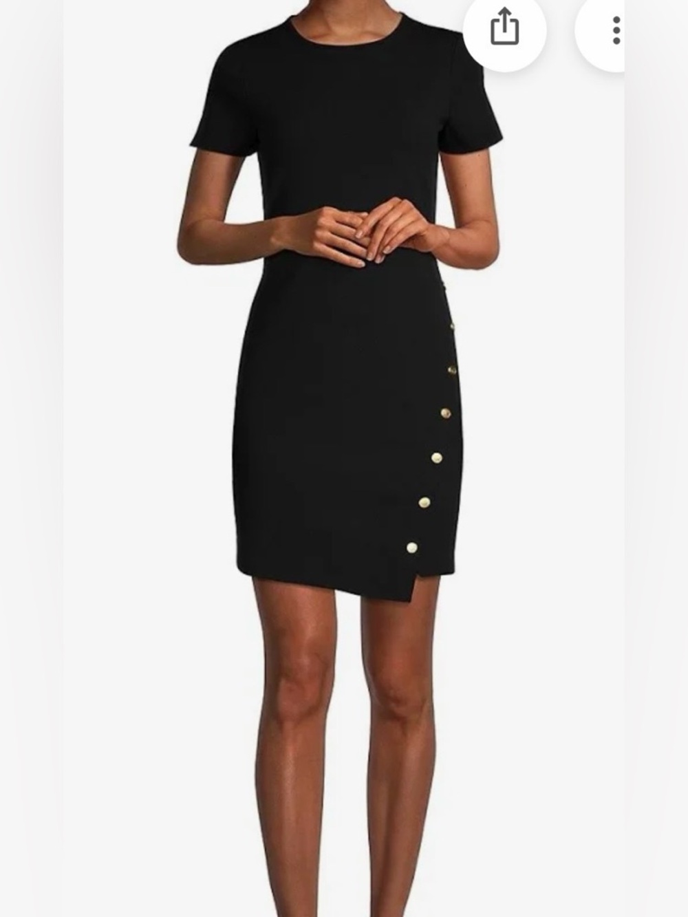 Michael Kors Black Mini Skirt with Gold Buttons